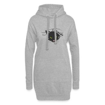 Chat - Sweat-shirt à capuche long Femme - gris chiné - Devant