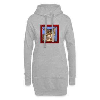 Katzenportrait 4 - Hoodie-Kleid - Grau meliert - Vorne