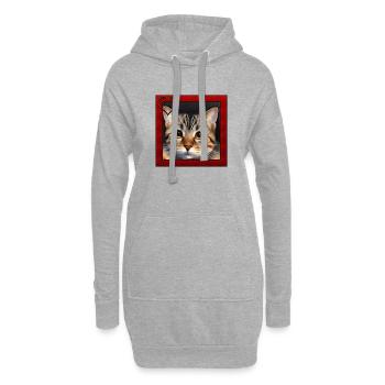 Katze im Rahmen 1 - Hoodie-Kleid - Grau meliert - Vorne