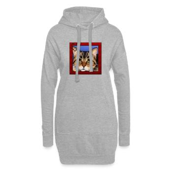 Katzenportrait 8 - Hoodie-Kleid - Grau meliert - Vorne