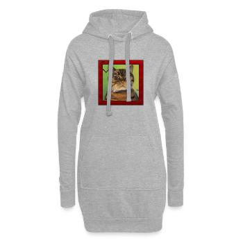 Katzenportrait 5 - Hoodie-Kleid - Grau meliert - Vorne