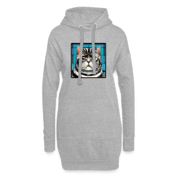 CooleKatze 4 - Hoodie-Kleid - Grau meliert - Vorne