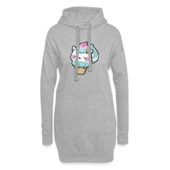 Süße Eis Waffel Anime Katze Manga Cartoon - Hoodie-Kleid - Grau meliert - Vorne