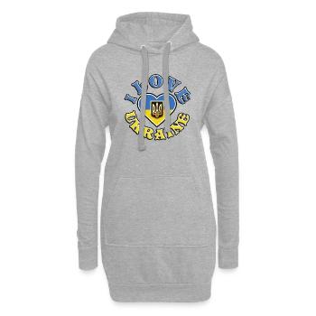 I love Ukraine, mit Flagge und Herz - Hoodie-Kleid - Grau meliert - Vorne