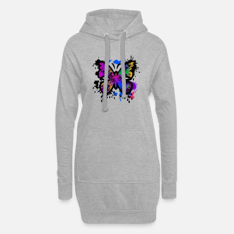 butterfly graffiti - Hoodie-Kleid - Grau meliert
