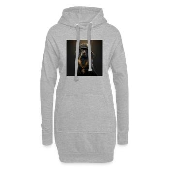 süßer schwarzer hund mit goldener halskette - Hoodie-Kleid - Grau meliert - Vorne