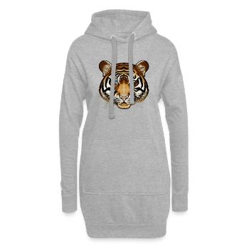 Tigre - Sweat-shirt à capuche long Femme - gris chiné - Devant