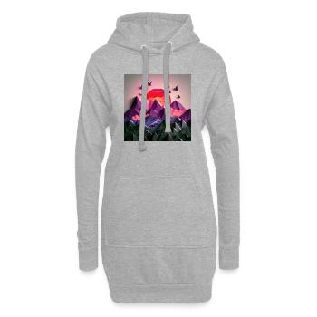 beautiful lush jungle with mountains, origami - Hoodie-Kleid - Grau meliert - Vorne