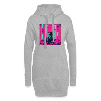 Wolf neon - Hoodie-Kleid - Grau meliert - Vorne