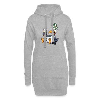 Holländische Karnevalsmöwe mit Bier - Hoodie-Kleid - Grau meliert - Vorne