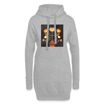 Scandi Retro Blumen dunkel - Hoodie-Kleid - Grau meliert - Vorne