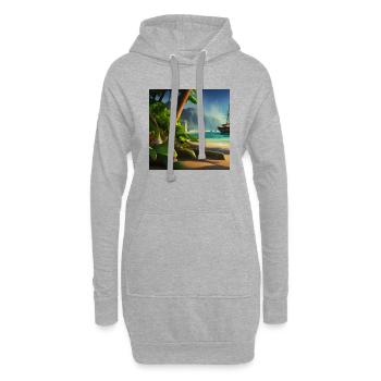 Boot und Palme - Hoodie-Kleid - Grau meliert - Vorne