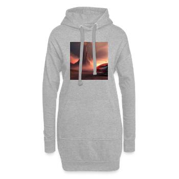 Voiture devant montagne - Sweat-shirt à capuche long Femme - gris chiné - Devant
