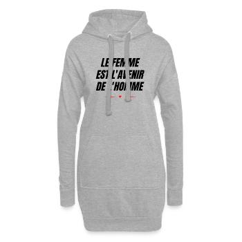 la femme est l'avenir de l'homme - Sweat-shirt à capuche long Femme - gris chiné - Devant