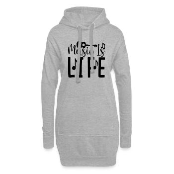 Music is Life - Hoodie-Kleid - Grau meliert - Vorne