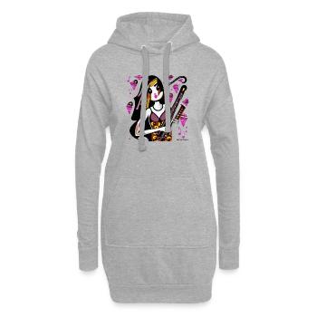 Fille de la musique - Sweat-shirt à capuche long Femme - gris chiné - Devant