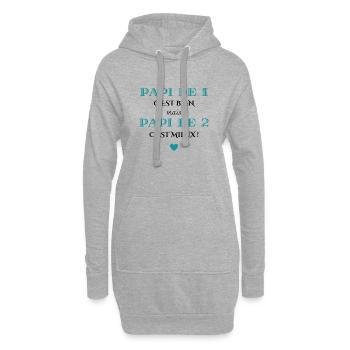 papi de 1 c'est bien mais de 2 c'est mieux - Sweat-shirt à capuche long Femme - gris chiné - Devant