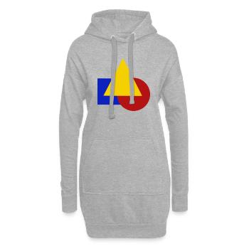 Géométrique - Sweat-shirt à capuche long Femme - gris chiné - Devant