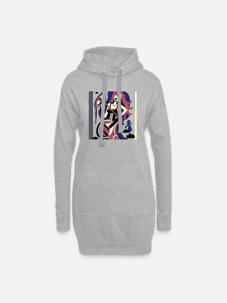Musik Mädchen - Hoodie-Kleid - Grau meliert