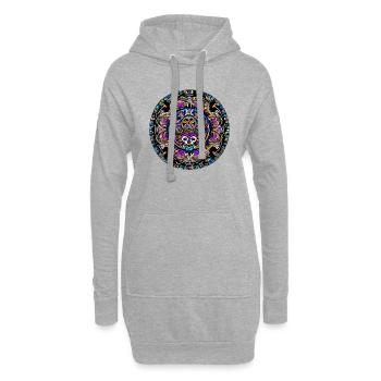 Mandala von Leben und Tod - Hoodie-Kleid - Grau meliert - Vorne