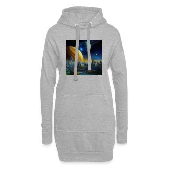 Blick auf Stadt einer weit entfernten Zivilisation - Hoodie-Kleid - Grau meliert - Vorne