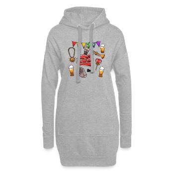 Niederländische Karnevalselemente - Hoodie-Kleid - Grau meliert - Vorne