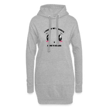 I paused my favorite anime to be here - Sweat-shirt à capuche long Femme - gris chiné - Devant