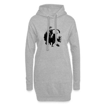 Chien avec sweat à capuche - Sweat-shirt à capuche long Femme - gris chiné - Devant