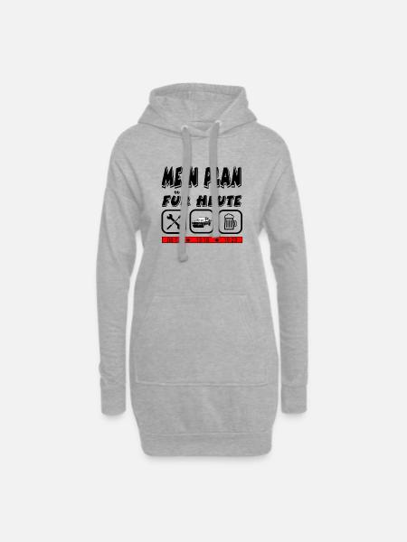 Auto - Hoodie-Kleid - Grau meliert