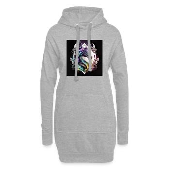 dragon mystique - Sweat-shirt à capuche long Femme - gris chiné - Devant