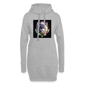 dragon mystique - Sweat-shirt à capuche long Femme - gris chiné - Devant
