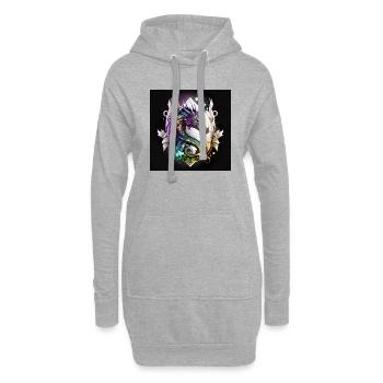 dragon mystique - Sweat-shirt à capuche long Femme - gris chiné - Devant