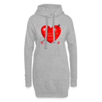 Veux tu être ma Valentine - Sweat-shirt à capuche long Femme - gris chiné - Devant