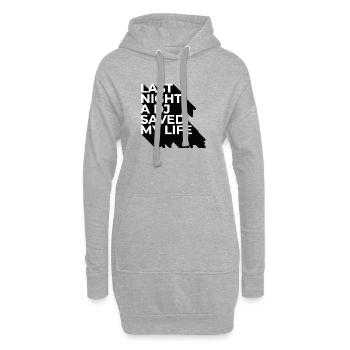 Hier soir, un DJ m’a sauvé la vie - Sweat-shirt à capuche long Femme - gris chiné - Devant