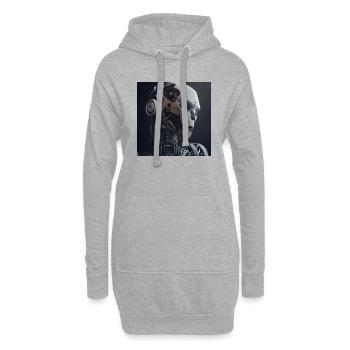 Blauäugiger Cyborg-Roboter - Hoodie-Kleid - Grau meliert - Vorne