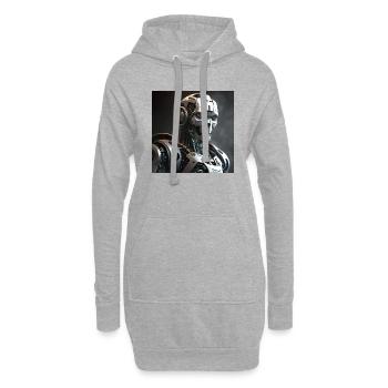 Rotäugiger Cyborg-Roboter - Hoodie-Kleid - Grau meliert - Vorne