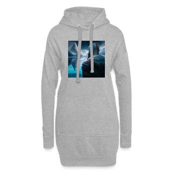 kratos devant les montagnes - Sweat-shirt à capuche long Femme - gris chiné - Devant