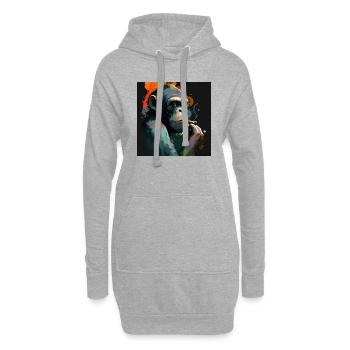 Singe Design Premium - Sweat-shirt à capuche long Femme - gris chiné - Devant