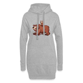 Père Ours avec Bébé Ours - Sweat-shirt à capuche long Femme - gris chiné - Devant
