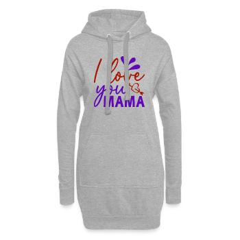 I love you mama - Hoodie-Kleid - Grau meliert - Vorne