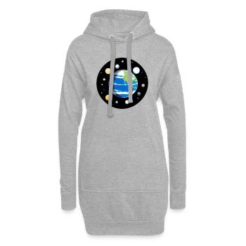 Mignon dessin animé représentation de la planète Terre 7 - Sweat-shirt à capuche long Femme - gris chiné - Devant
