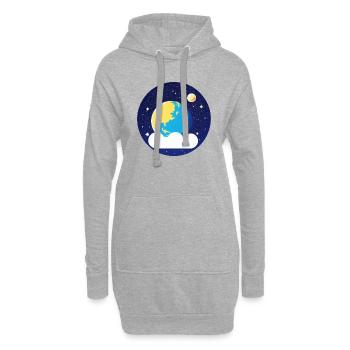 Mignon dessin animé représentation de la planète Terre 6 - Sweat-shirt à capuche long Femme - gris chiné - Devant