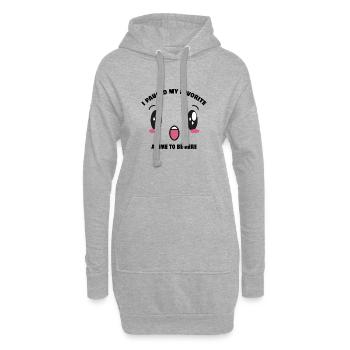 I paused my favorite anime to be here - Sweat-shirt à capuche long Femme - gris chiné - Devant