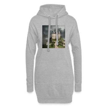 Schloss auf einem Hügel über der Stadt - Hoodie-Kleid - Grau meliert - Vorne