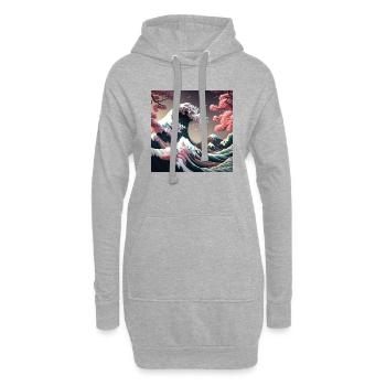 Tsunami Florale au Mont Fuji - Sweat-shirt à capuche long Femme - gris chiné - Devant