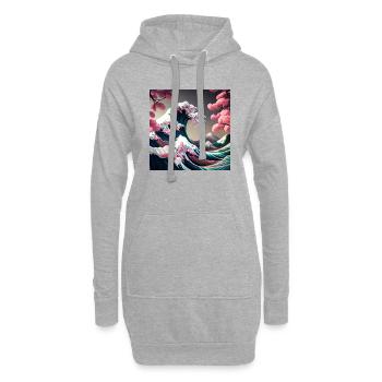 Tsunami Florale au Mont Fuji - Sweat-shirt à capuche long Femme - gris chiné - Devant