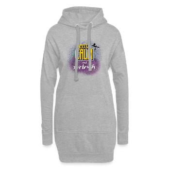 Aérographe Restez calme et aérographe cool dicton - Sweat-shirt à capuche long Femme - gris chiné - Devant