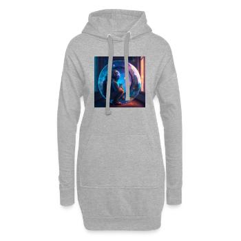 Astronaute et son chat perdus dans l'espace temps - Sweat-shirt à capuche long Femme - gris chiné - Devant