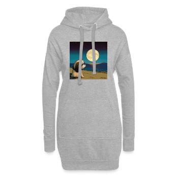 Chien regardant la lune - Sweat-shirt à capuche long Femme - gris chiné - Devant