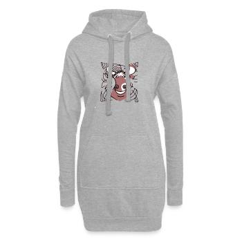 Emma la vache tranquille - Sweat-shirt à capuche long Femme - gris chiné - Devant